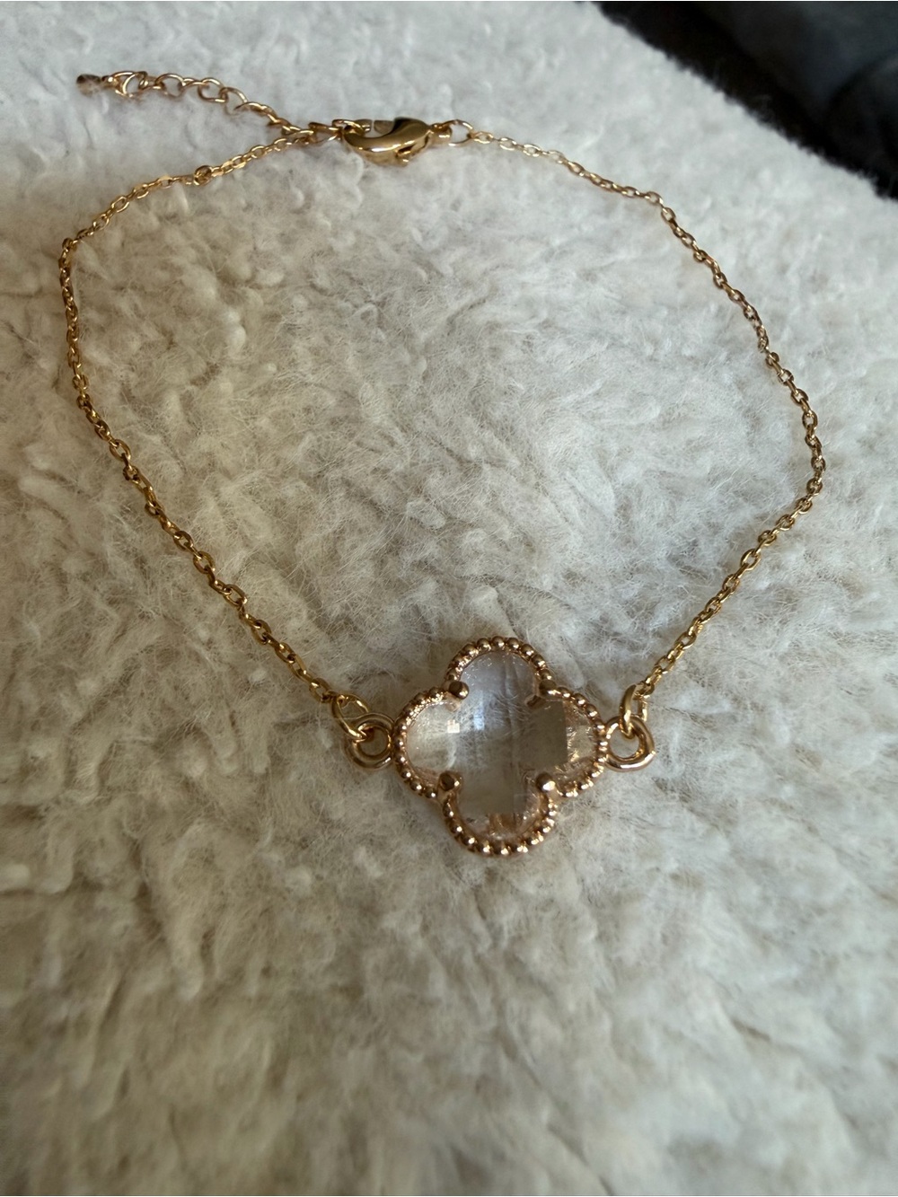 Altar'd State Gold Clover Bracelet with Clear Glass Accent